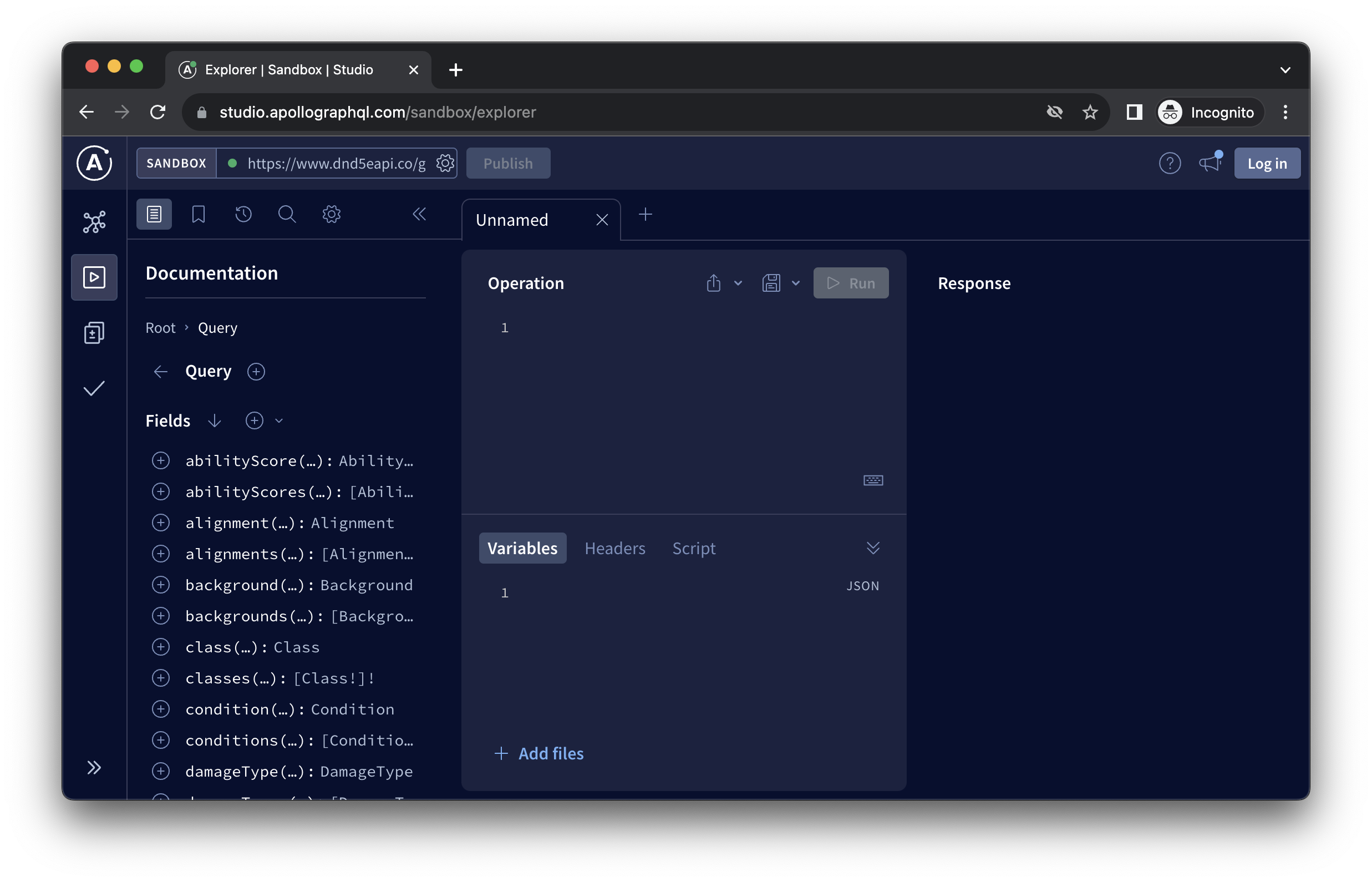 A screenshot of the Apollo Sandbox Explorer